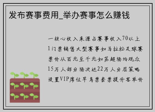 发布赛事费用_举办赛事怎么赚钱